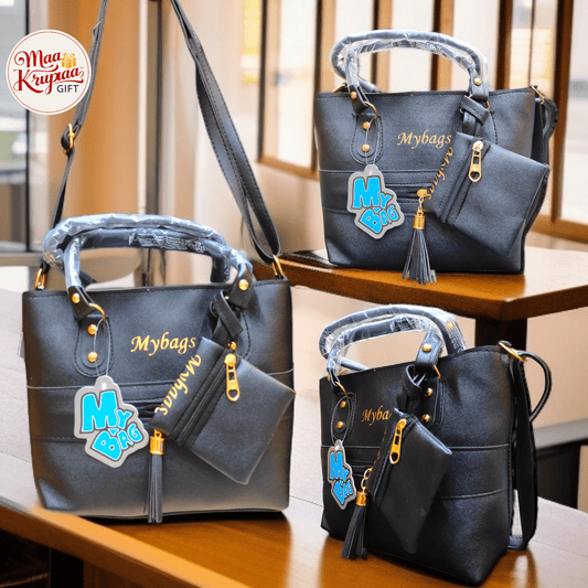 PREMIUM BLACK HANDBAG SET WITH MINI POUCH 1438 LP19