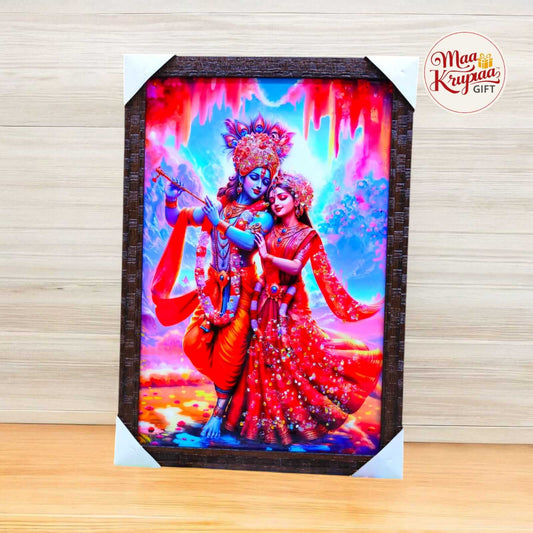 RADHA KRISHNA DANCE OF DIVINE LOVE PREMIUM HOME DECOR WALL FRAME 1338 A4