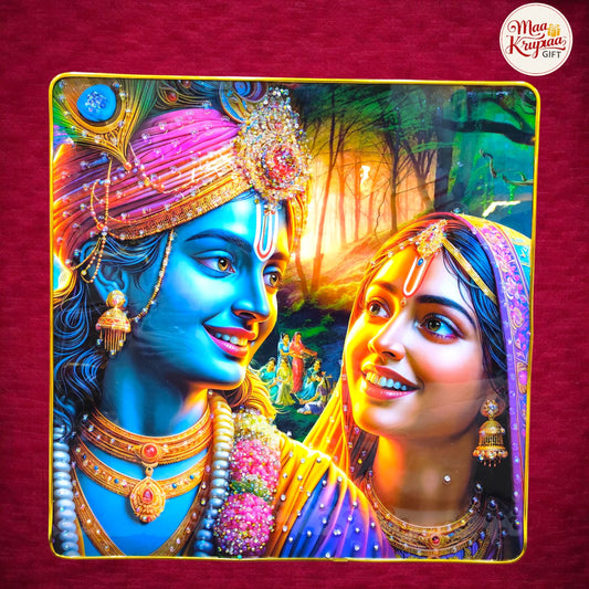 DIVINE KRISHNA RADHA FOREST SUNRISE PORTRAITP PRIMIUM HOME DECOR WALL FRAME 1034 D33