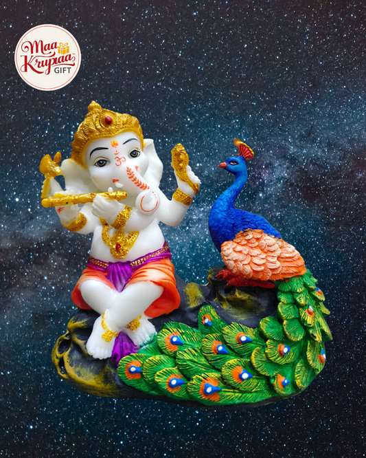 Beautiful Ganesh ji with peacock golden finished Mk523