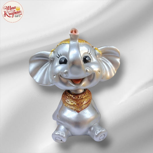 Silver Resin Elephant Statue W329