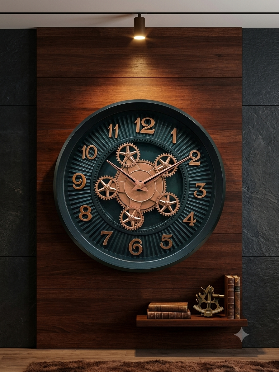 ELEGANT GEAR WALL CLOCK ROSE GOLD BLACK EDITION WC017