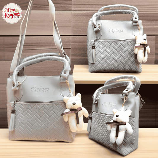 MYBAGS DESIGNER HANDBAG WITH TEDDY KEYCHAIN 1438 LP16