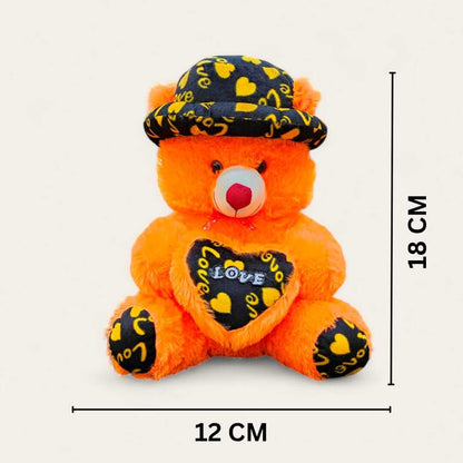 ORANGE TEDDY BEAR WITH LOVE-THEMED HAT AND HEART 1397
