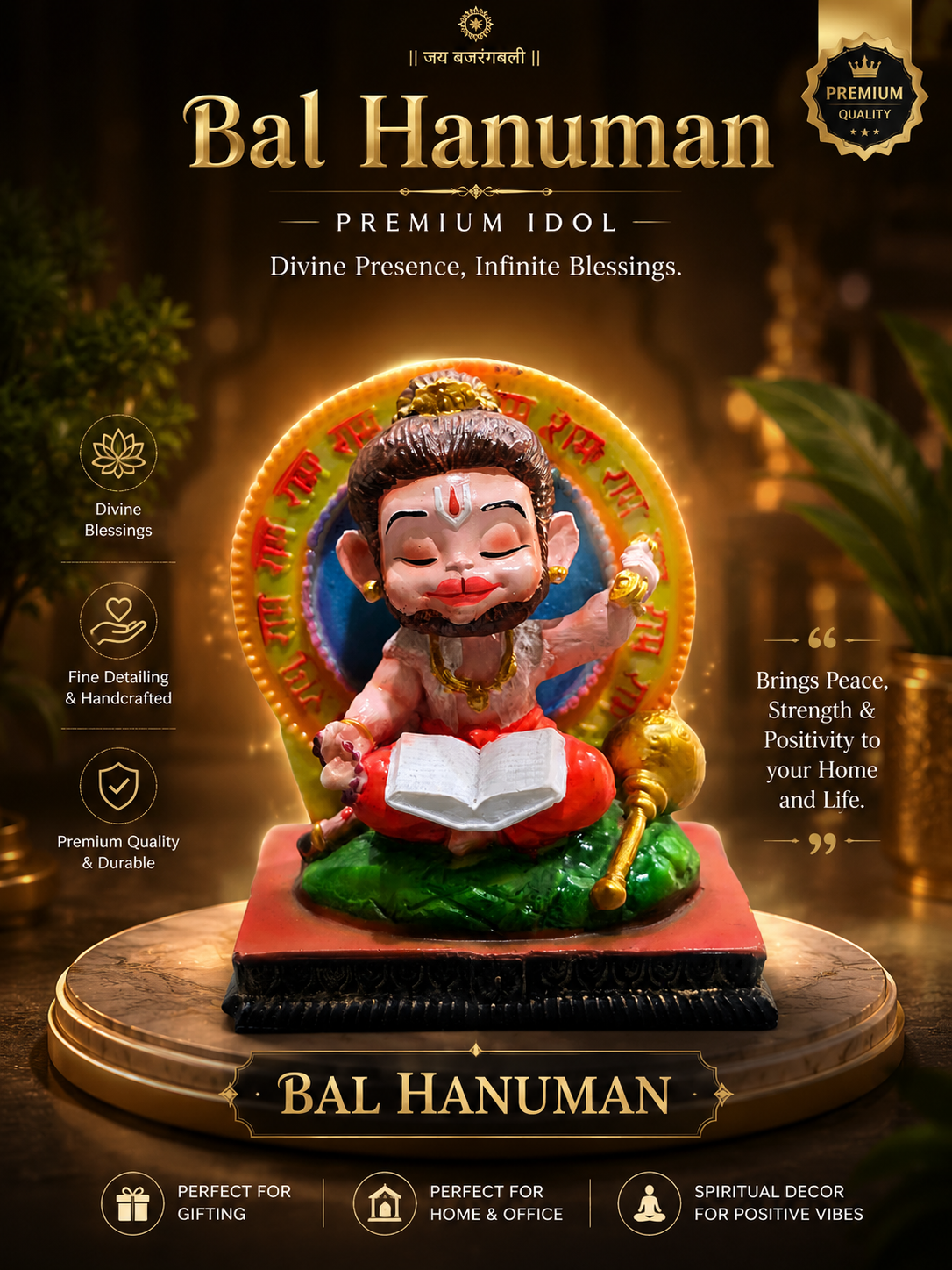 DIVINE PRESENTS HANUMAN JI IDOL BLESSINGS SHOWPICE HS2