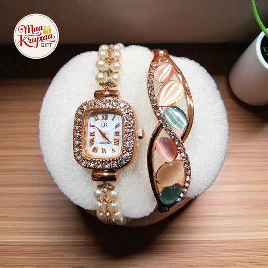LUXURY PEARL BRACELET WATCH SET W51