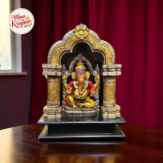 GANESH JI IDOL WITH CABINET IN SAID GOLD COLOUR IDOL 01041