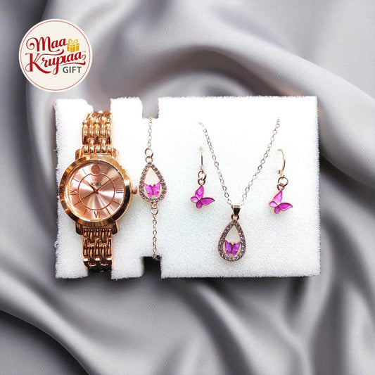 DESIGNER WATCH WITH JEWELLERY GIFT SET W68