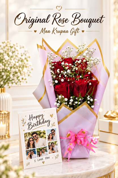 ORIGNAL ROSE BOUQUE WITH LOVE CARD BEST FOR YOUR LOVE