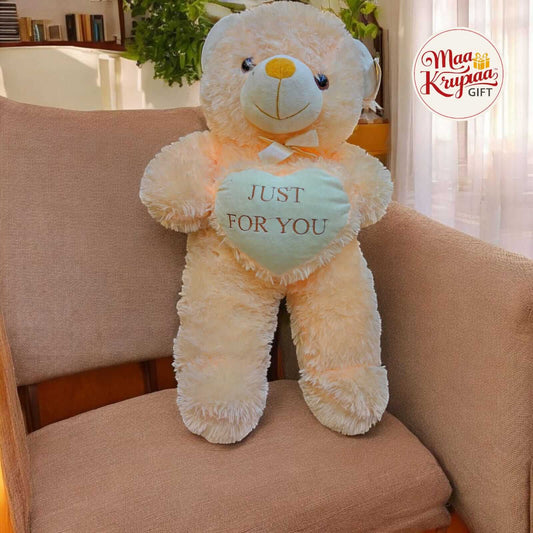 LIGHT PEACH TEDDY BEAR WITH HEART PILLOW 1394