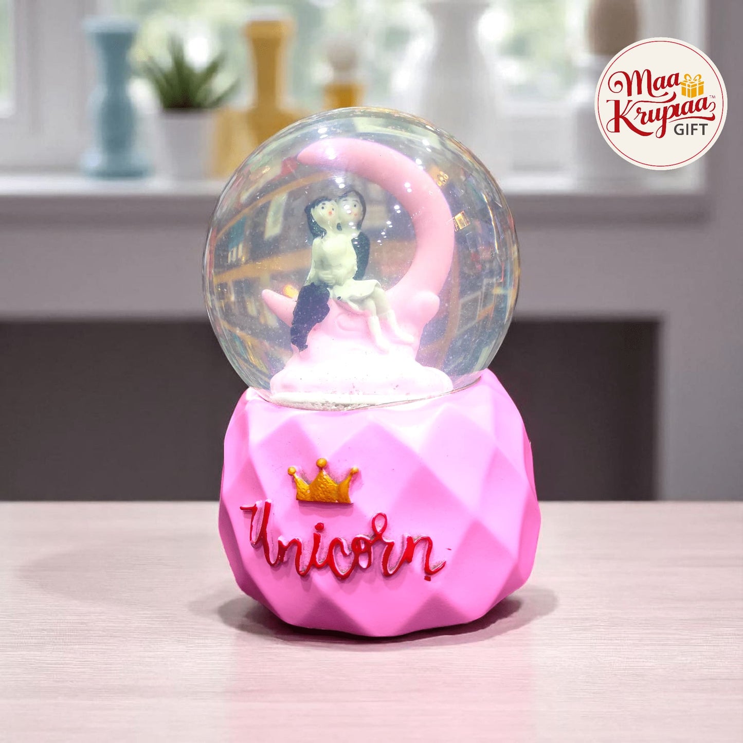 UNICORN COUPLE MOONLIGHT SNOW GLOBE LV1450 L17