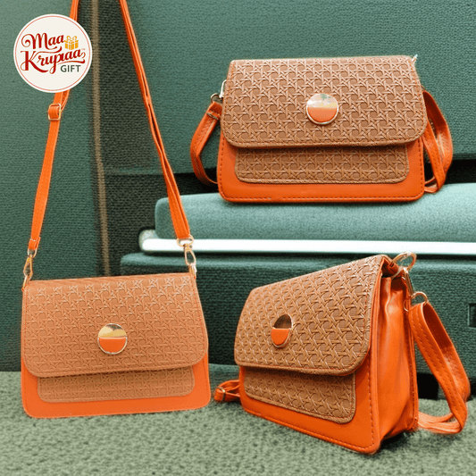 DESIGNER ORANGE-BROWN CROSSBODY SLING BAG 1439 LP03