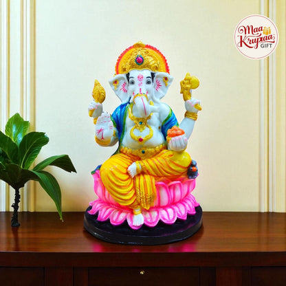 GANESH JI PREMIUM MULTI COLOUR WASHEBAL IDOL SITTING ON ROSE 917