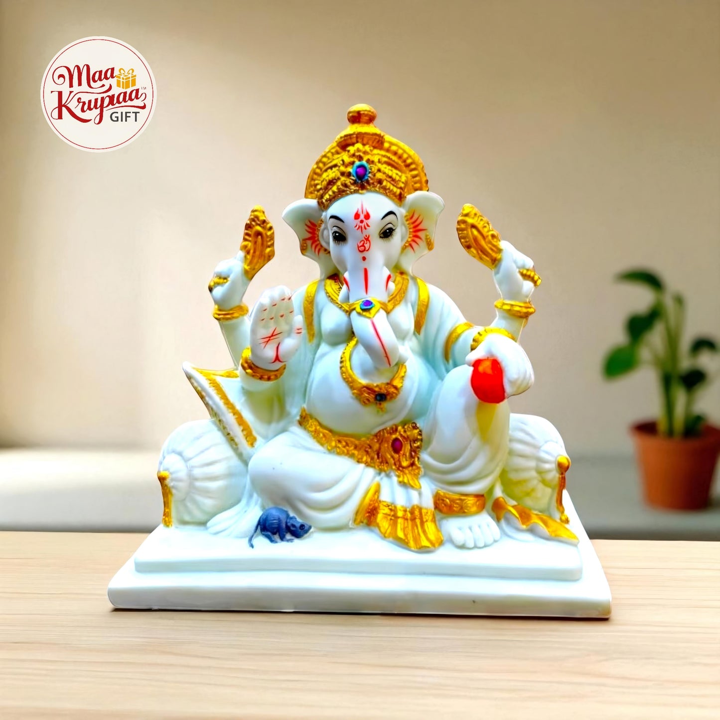 GOLDEN AND WHITE GANESHA IDOL 931