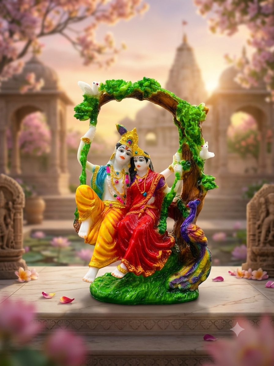 RADHA KRISHN JI SWINGING DIVINE MULTICOLOR IDOL RK033
