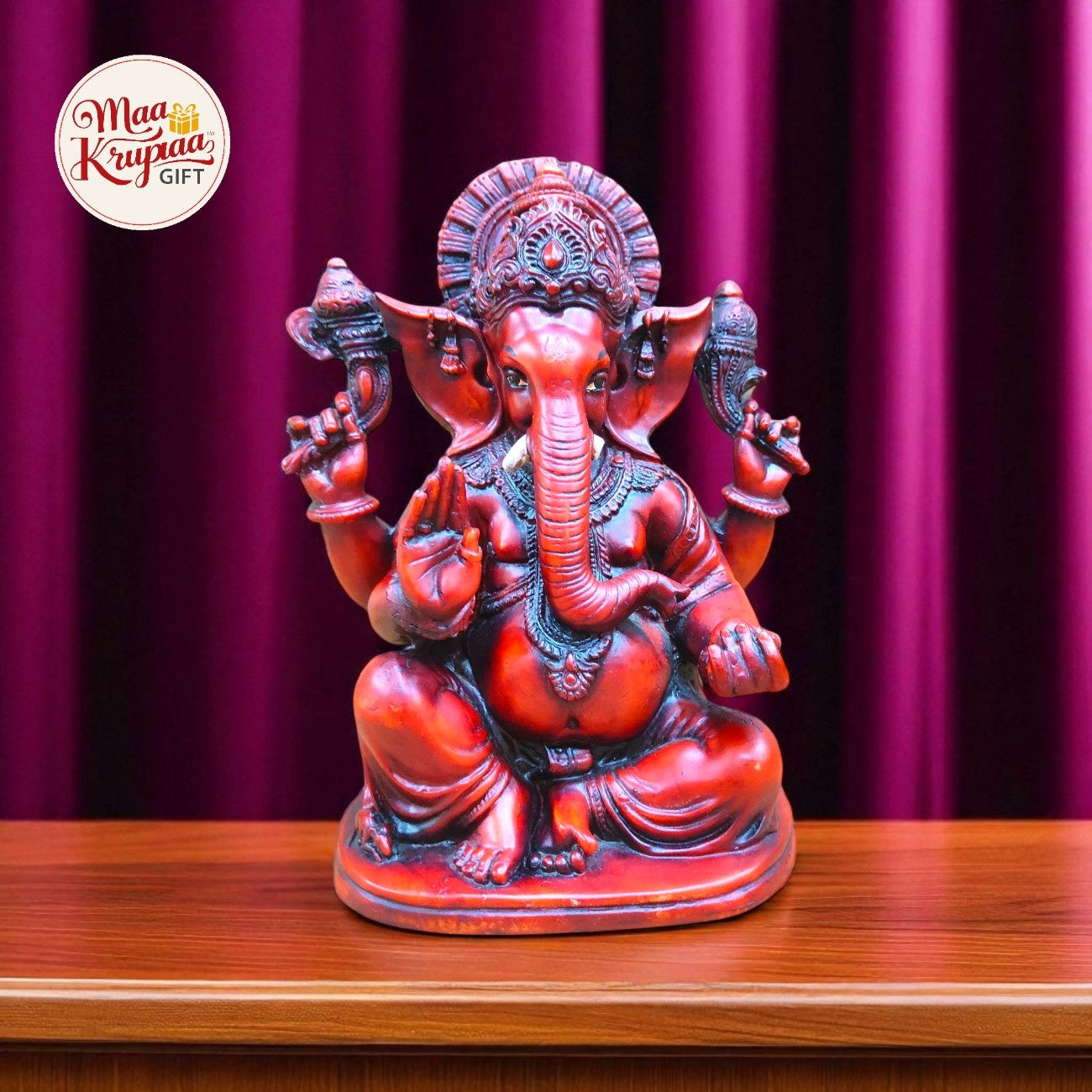 LORD GANESHA IDOL IN RED FINISH  874