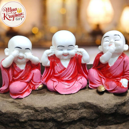 Laughing Buddha Baby Monk Trio Showpiece W223