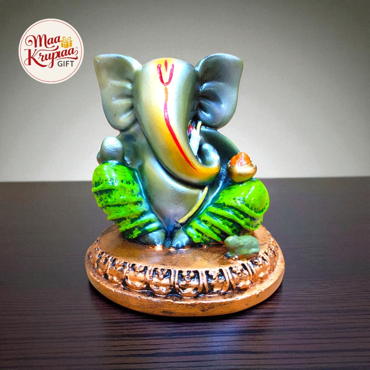 GREEN GANESHA WITH LADDU PREMIUM IDOL W141