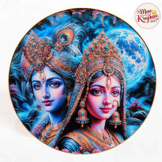 ROUND MOONLIGHT RADHA KRISHNA BIG SIZE PREMIUM HOME DECOR WALL FRAME 816