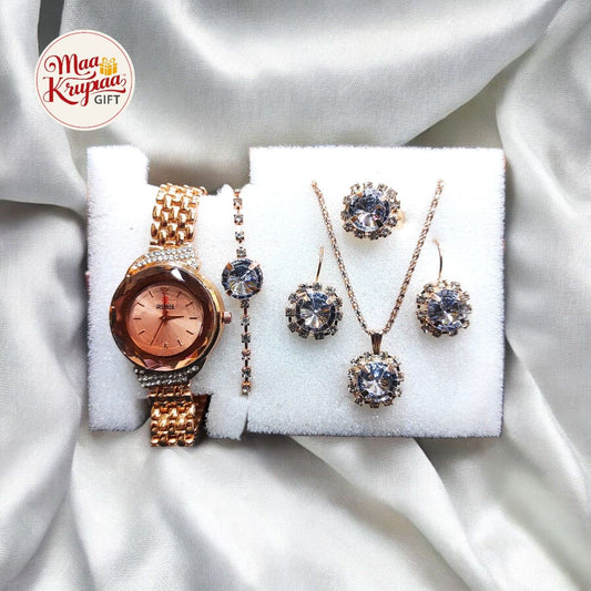 DESIGNER WATCH WITH JEWELLERY GIFT SET W69
