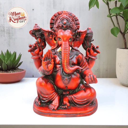 LORD GANESHA IDOL IN RED FINISH  874
