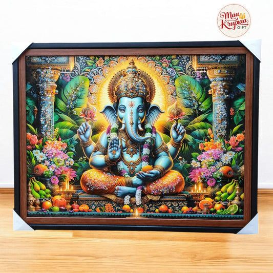 GANESHA IN DIVINE TROPICAL PARADISE BIG SIZE PREMIUM HOME DECOR WALL FRAME 816