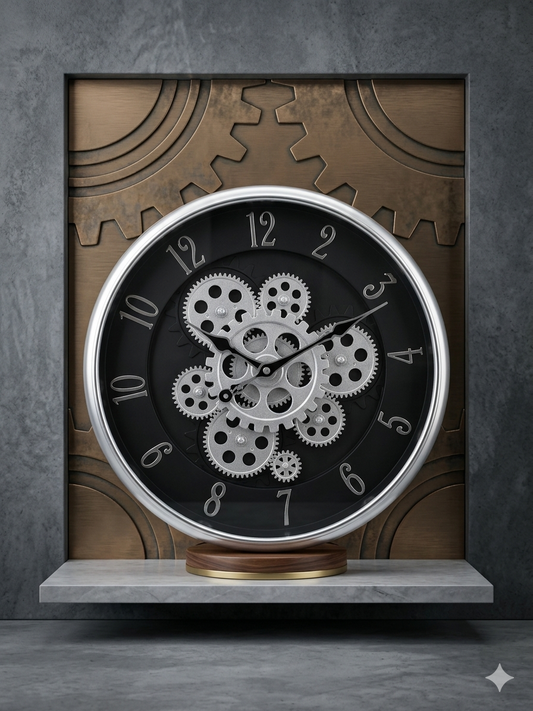SILVER COLOUR AUTOMATIC WORKING PRIMIUM WALL CLOCK MK58