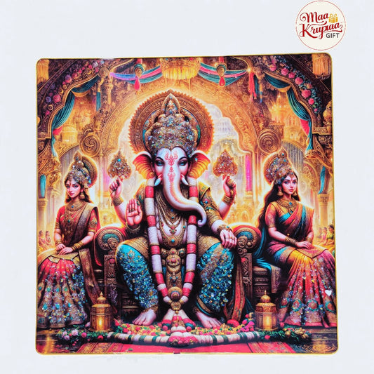 GANESHA JI WITH RIDHI-SHIDHI BIG SIZE PREMIUM HOME DECOR WALL FRAME 816