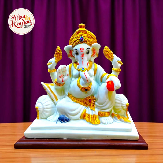 GOLDEN AND WHITE GANESHA IDOL 931