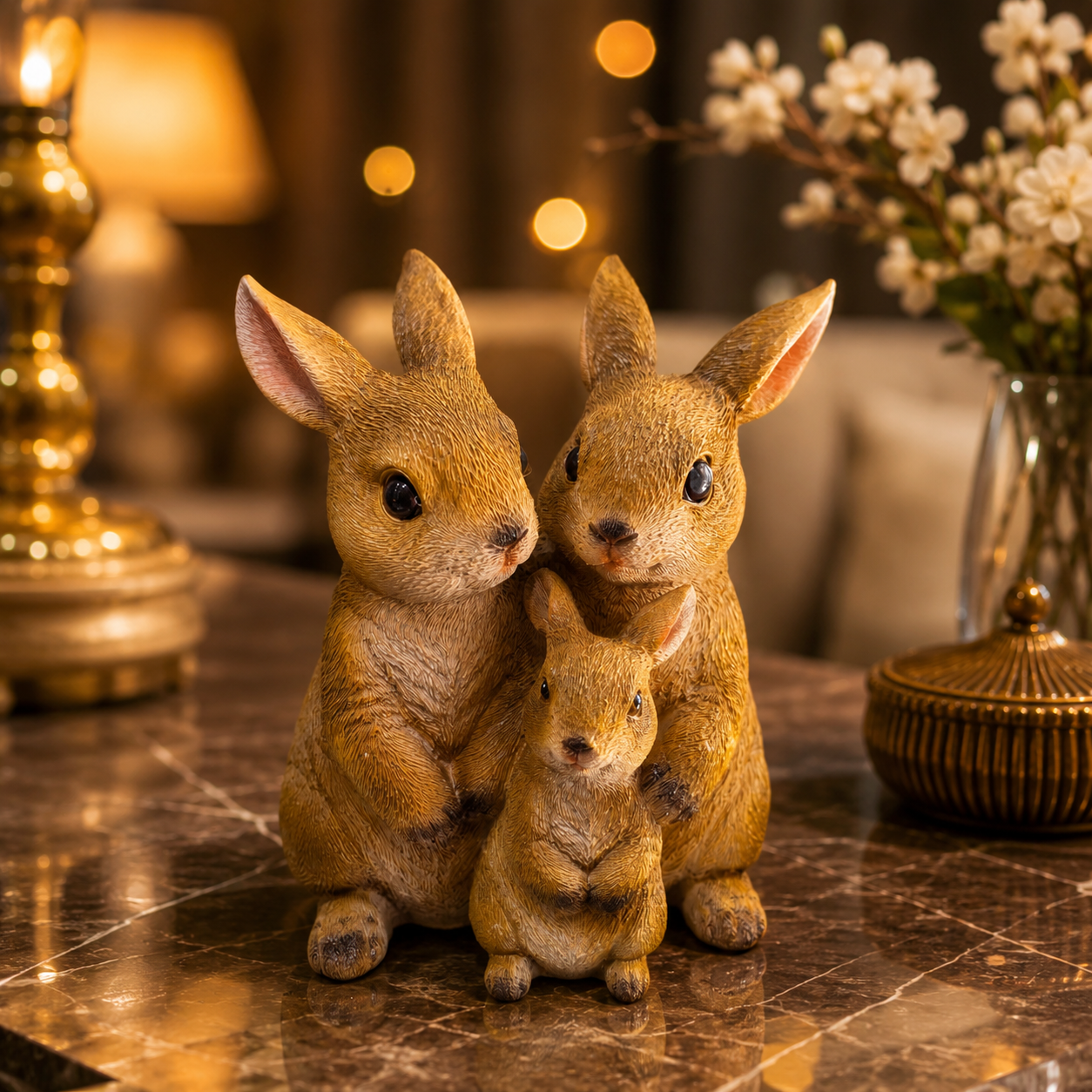 SWEET BUNNY TRIO PRIMIUM HOME DECORE SHOWPICE MKH7