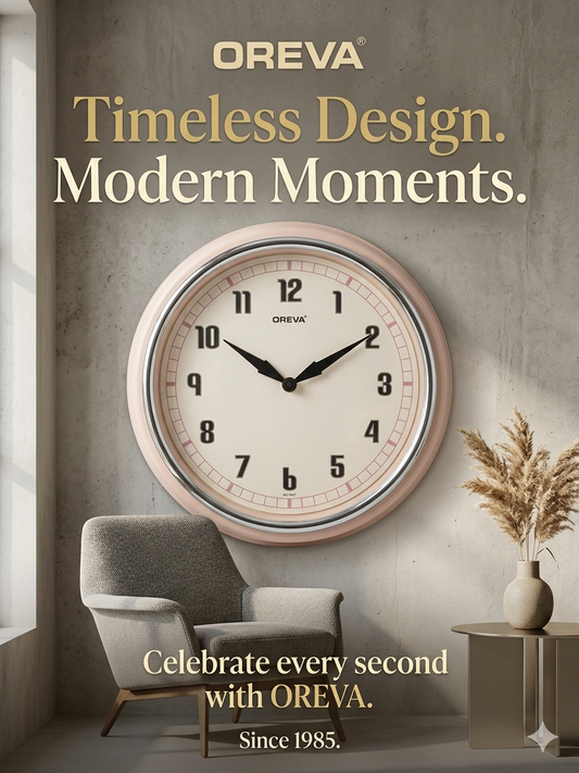 OREVA ORIGNAL MIDIUM SIZE  PINK COLOUR WALL CLOCK MK70