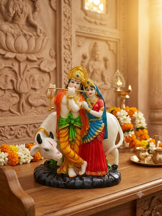 RADHA KRISHN DIVINE MULTICOLOR MARBEL FINISHED IDOL RK03