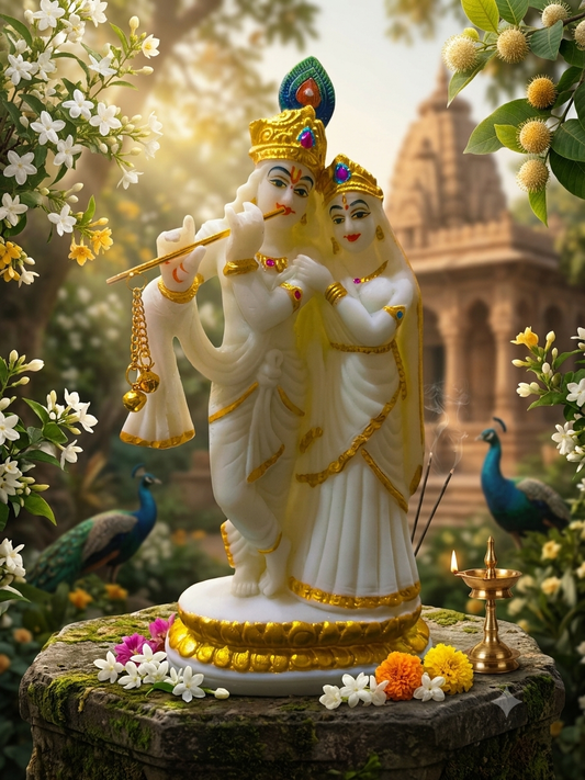 RADHA KRISHN DIVINE IDOL WHITE COLOR RK73