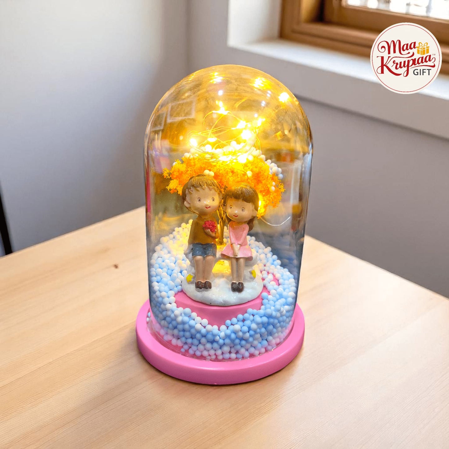 ROMANTIC COUPLE UNDER DOME – LED LIGHT & MUSIC GIFT SHOWPIECE LV1150 L20