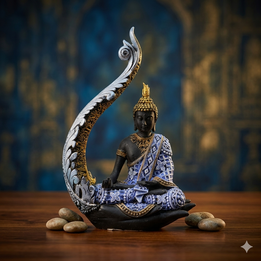 BLACK AND BLUE COLOUR WITH HAND STATUE BUDDHA IDOL MK8017