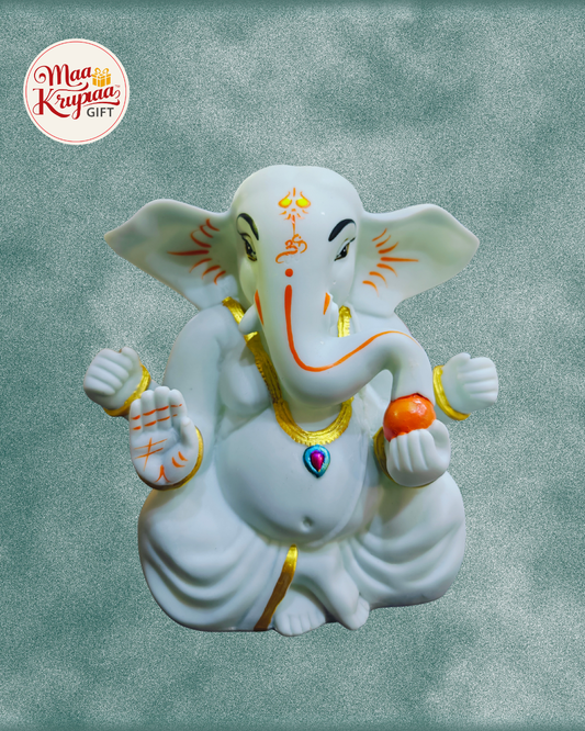 White and Golden Colour high finishing Ganesh ji showpiece Mk434