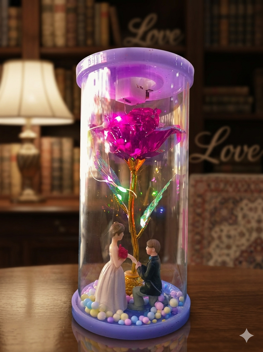 Glowing Glass Cylinder Love Showpiece ( LS21 )