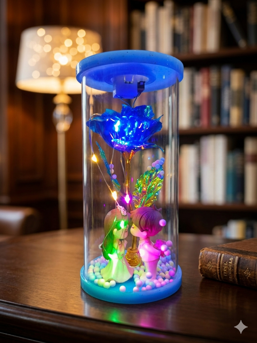 Glowing Glass Cylinder Love Showpiece ( LS17 )