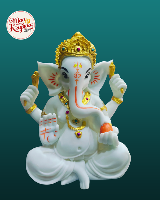 White and Golden High primium finished Ganesh ji showpiece Mk765
