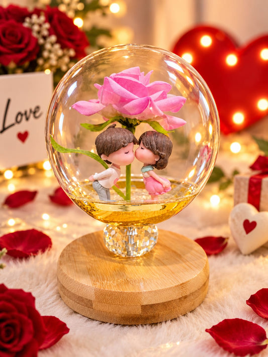 LOVE COUPLE AND ROSE WITH LIGHT SHOWPIECE LS27