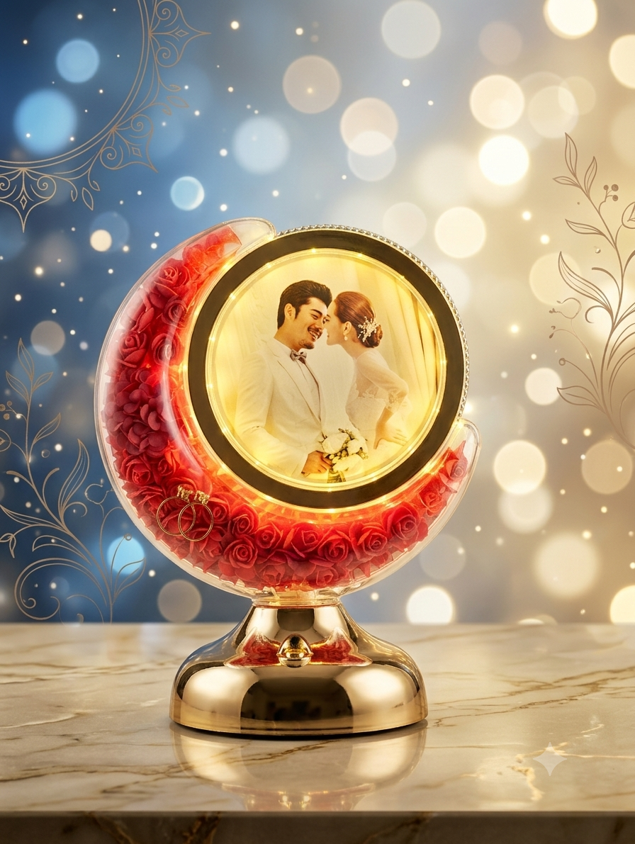 RED AND GOLDEN MOON SHAP DECORATIVE LIGHT PHOTO FRAME LF16