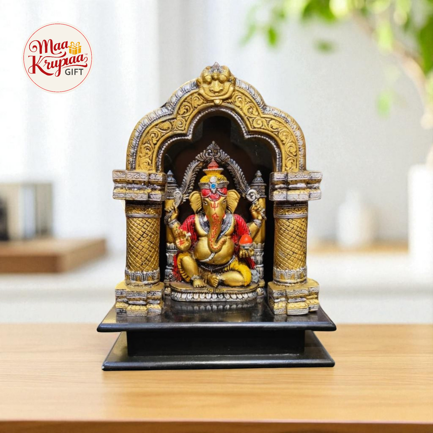 GANESH JI IDOL WITH CABINET IN SAID GOLD COLOUR IDOL 01041
