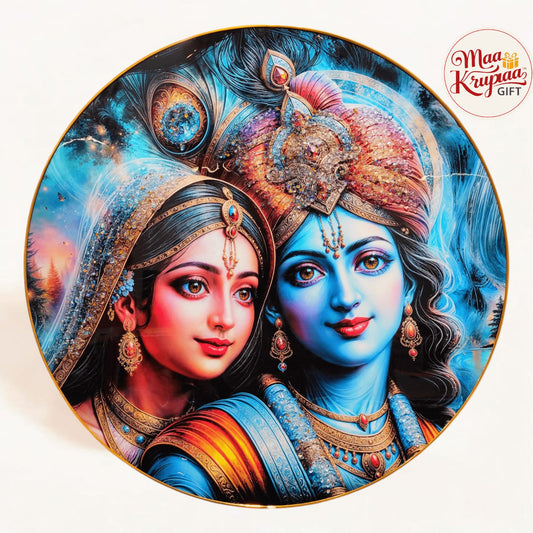 ROUND RADHA KRISHNA CELESTIAL LOVE BIG SIZE PREMIUM HOME DECOR WALL FRAME 816