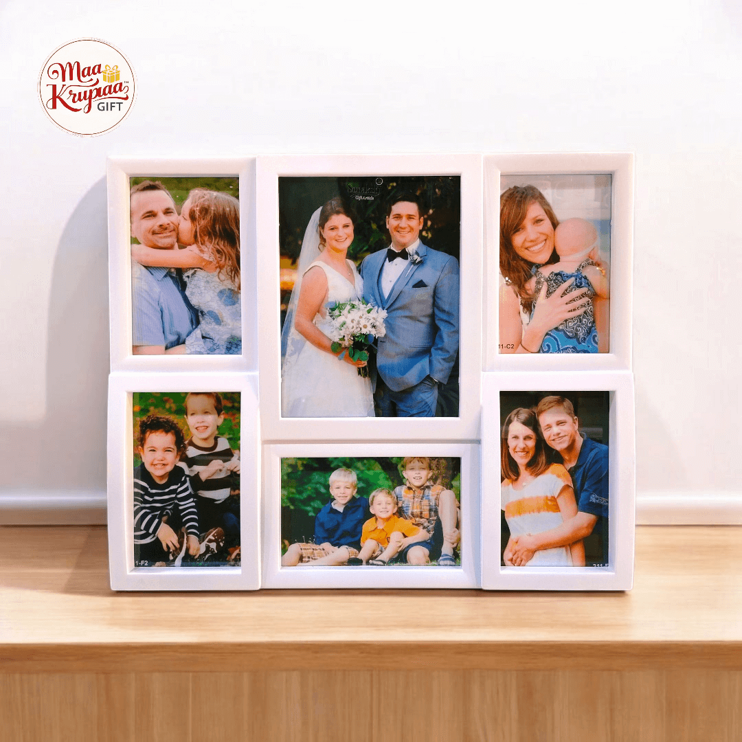 PREMIUM 6 PHOTO SQUARE SHAPE WHITE COLOUR PHOTO FRAME 592