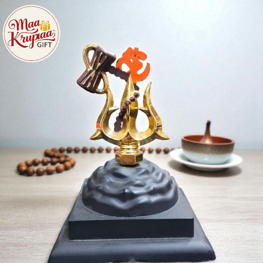 Lord Shiva Trishul with Damru Car Dashboard Decorative Showpiece W198